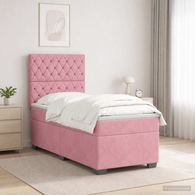 vidaXL Posteľ boxspring s matracom Ružová 100 x 200 cm Zamat