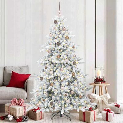 vidaXL Umelý Sklápací Vianočný Stromček Biela 210 cm PVC a oceľ