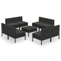 vidaXL 9-dielny záhradný sedací set s vankúšmi polyratanový čierny