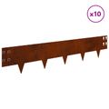 vidaXL Obrubník trávnika 10 ks 100 x 20 cm Oceľ Hrdzavý