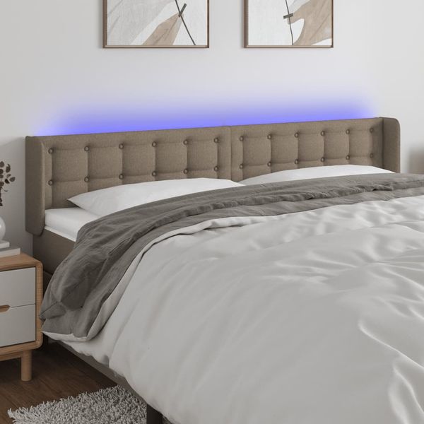 vidaXL Čelo postele s LED sivohnedé 183x16x78/88 cm látka