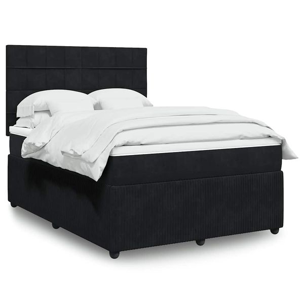 vidaXL Posteľný rám boxspring s matracom čierny 140x200 cm zamat