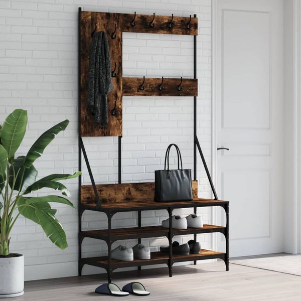 vidaXL Vešiak na šaty s botníkom dymový dub 100x40x184 cm