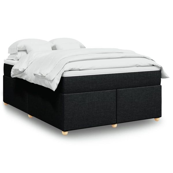 vidaXL Posteľný rám boxspring s matracom čierny 160x200 cm látka