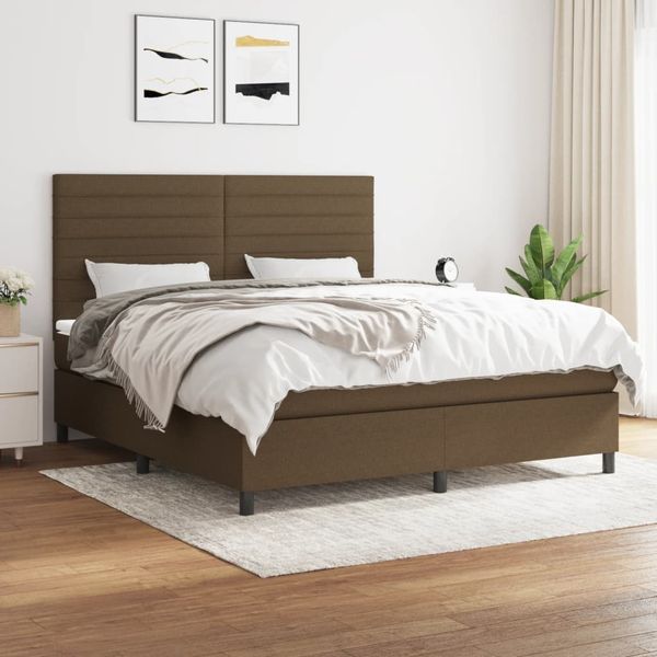 vidaXL Boxspring posteľ s matracom tmavohnedá 160x200 cm látka