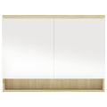 vidaXL Kúpeľňová zrkadlová skrinka 80x15x60 cm MDF biela a dubová