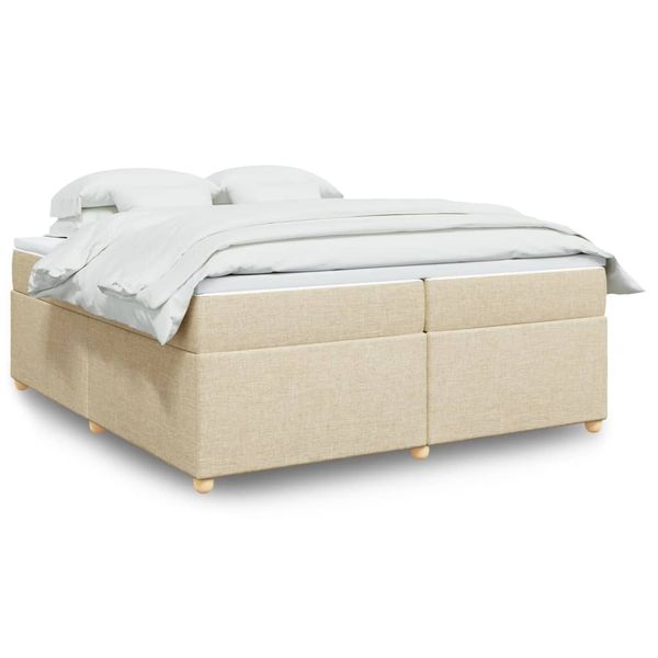 vidaXL Boxspring posteľ s matracom krémová 200x200 cm látka