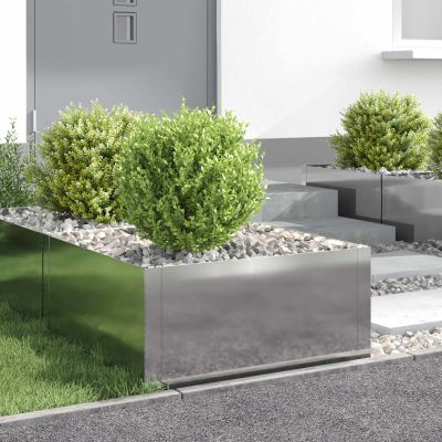 vidaXL Obrubník trávnika 4 ks 60 x 60 x 35 cm Oceľ Strieborná