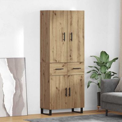 vidaXL Highboard so zásuvkou 2 pcs Remeselný dub 69,5 x 34 x 180 cm