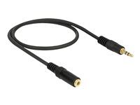 Predlžovacia šnúra audio - mini-phone stereo 3.5 mm so zdierkami (female) do mini-phone stereo 3.5 mm s pínmi (male) - 50 cm - čierna