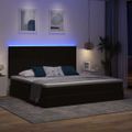 vidaXL LED úložná posteľ s matracom Čierna 200 x 200 cm Zamat