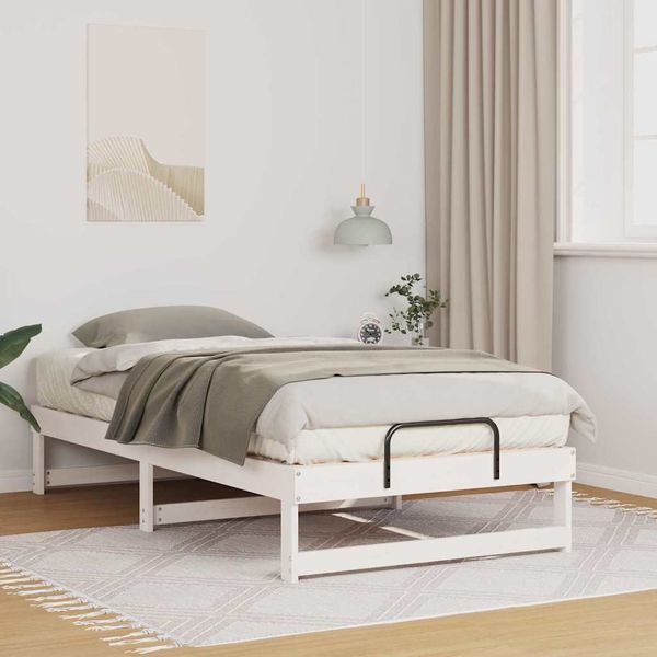 vidaXL Rám postele Biela 90 x 200 cm Masívne borovicové drevo