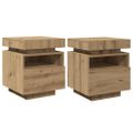 vidaXL Nočné stolíky s LED svetlami 2 ks dub artisan 40x39x48,5 cm
