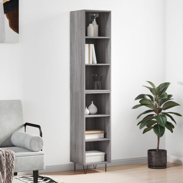 vidaXL Vysoká skrinka sivá sonoma 69,5x32,5x180 cm spracované drevo