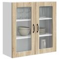 vidaXL Nástenný sklenený kabinet PORTO Sonoma dub 80 x 31 x 80 cm