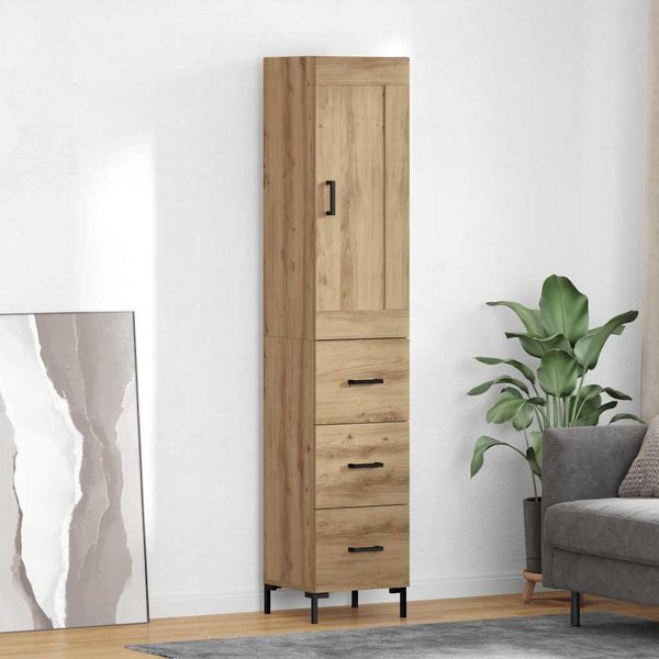 vidaXL Highboard Remeselný dub 34,5 x 34 x 180 cm Kompozitné drevo