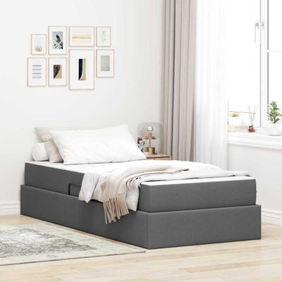 vidaXL Postel s úložným prostorem a matrací Tmavo šedá 100 x 200 cm