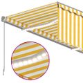 vidaXL Ručne zaťahovacia markíza s tienidlom&LED 3,5x2,5 m žlto-biela