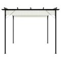 vidaXL Pergola so zaťahovacou strechou krémovo-biela 3x3 m oceľová
