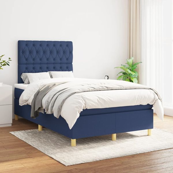 vidaXL Boxspring posteľ s matracom modrá 120x200 cm látka