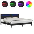 vidaXL Rám postele s LED pásikmi Čierna 180 x 200 cm Umelá koža