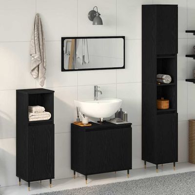 vidaXL Sada kúpeľňového nábytku 3 pcs Čierny dub 30 x 30 x 190 cm