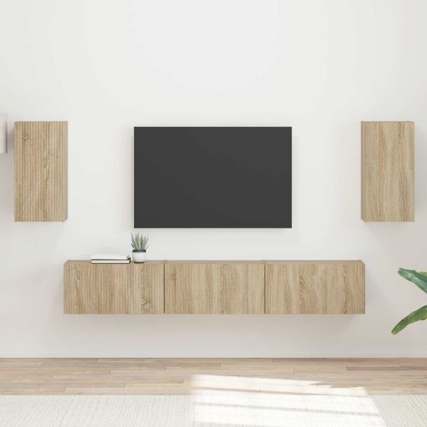 vidaXL Zostava TV skriniek Nástenný 5 pcs Sonoma dub Kompozitné drevo