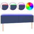 vidaXL Čelo postele s LED modré 160x5x78/88 cm látka