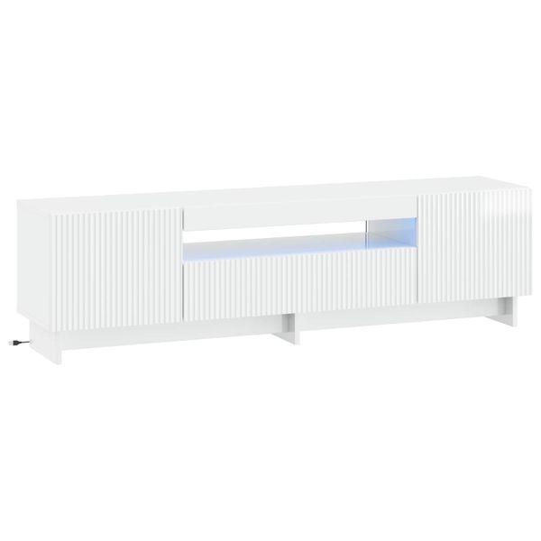 vidaXL LED TV kabinet Biela s vysokým leskom Kompozitné drevo