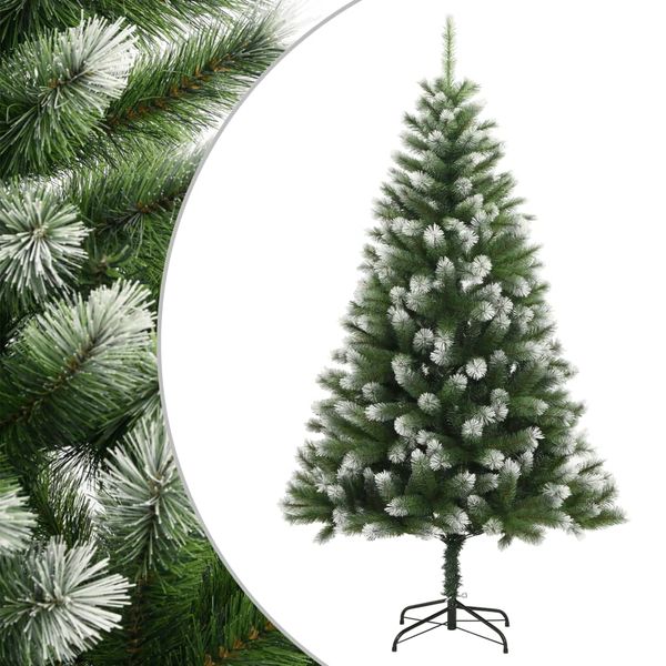 vidaXL Umelý výklopný vianočný stromček so snehovými vločkami 210 cm
