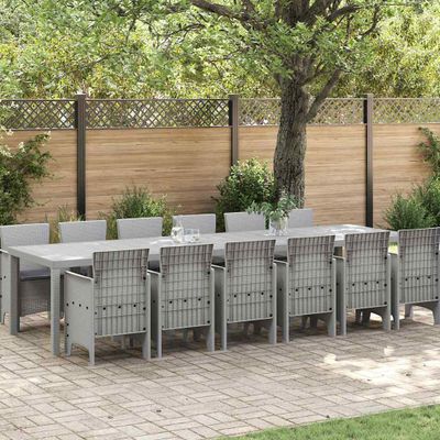vidaXL Záhradný jedálenský set 13 ks Svetlosivá Polt ratan