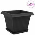 vidaXL Kvetináče 24 ks Čierna Plast