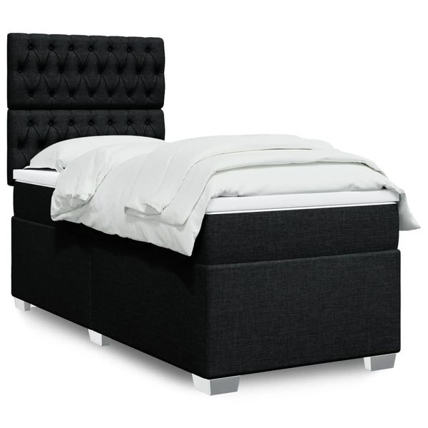 vidaXL Boxspring posteľ s matracom čierna 100x200 cm látka