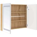 vidaXL LED kúpeľňová zrkadlová skrinka biela a farba dubu 80x12x68 cm