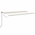 vidaXL Ručne zaťahovacia markíza s LED 500x300 cm krémová
