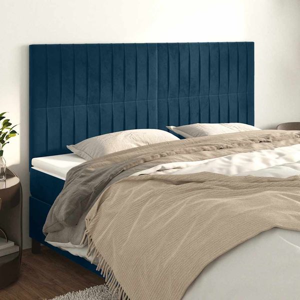 vidaXL Čelo postele tmavomodré 180x5x118/128 cm zamatové