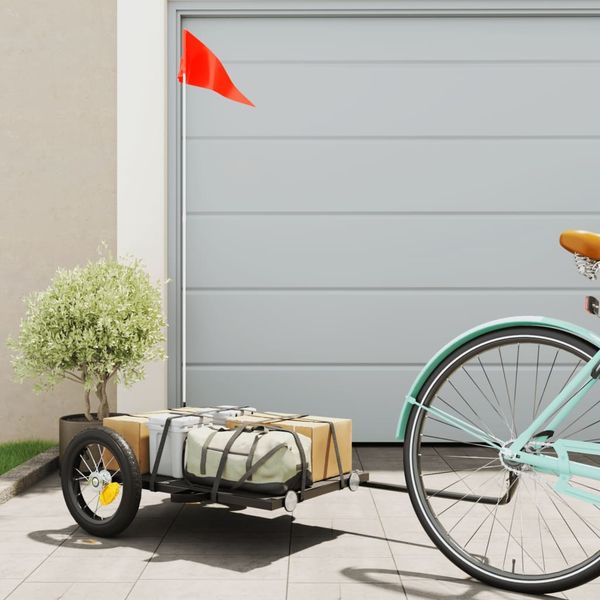 vidaXL Príves na bicykel, čierny 122x53x28 cm, železo