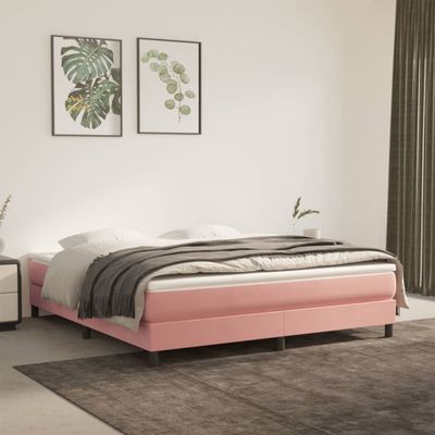 vidaXL Posteľný rám s boxspringom ružový 160x200 cm zamat