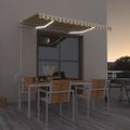 vidaXL Automatická markíza, LED a senzor vetra 350x250 cm, žltá/biela