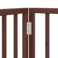 vidaXL Psia brána s dvierkami, skladacia, 4 panely, hnedá, 320 cm, topoľové drevo