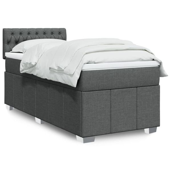 vidaXL Boxspring posteľ s matracom tmavosivá 100x200 cm látka