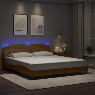 vidaXL Rám postele s LED bez matraca Zadar kapučínový 180x200 cm