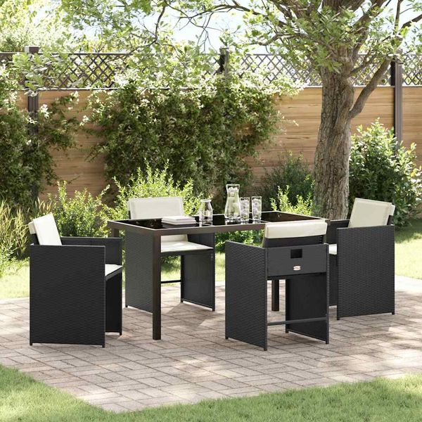 vidaXL Záhradný jedálenský set 5 pcs Čierna polyratan