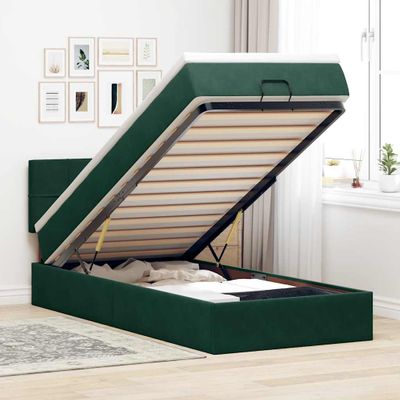 vidaXL Osmanský rám postele s matracom tmavozelená 90x190 cm zamat