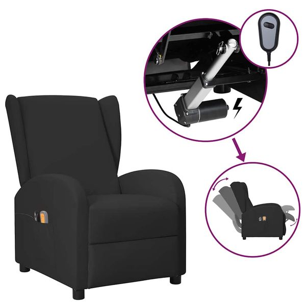 vidaXL Elektrické masážne kreslo ušiak, čierne, umelá koža