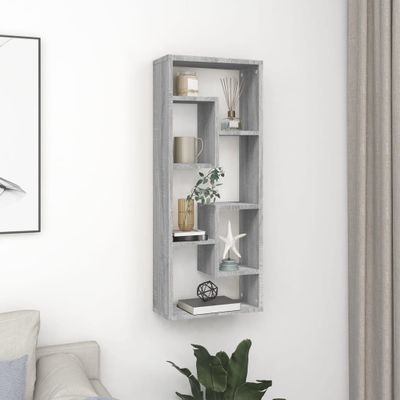 vidaXL Nástenná polica sivá sonoma 36x16x90 cm spracované drevo