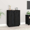 vidaXL Komoda čierna 60x35x80 cm borovicový masív