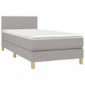 vidaXL Posteľ boxsping s matracom a LED bledosivá 90x190 cm látka
