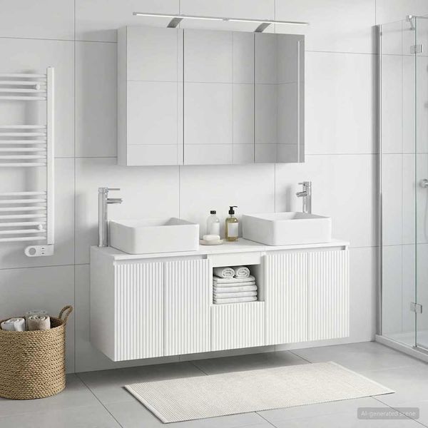vidaXL Set kabinetov do kúpeľne 4 pcs Biela 100 x 14,5 x 70 cm