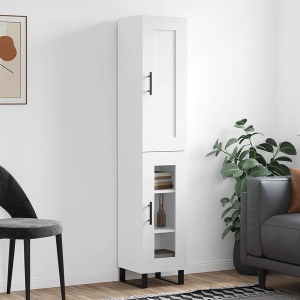 vidaXL Vysoká skrinka biela 34,5x34x180 cm spracované drevo
